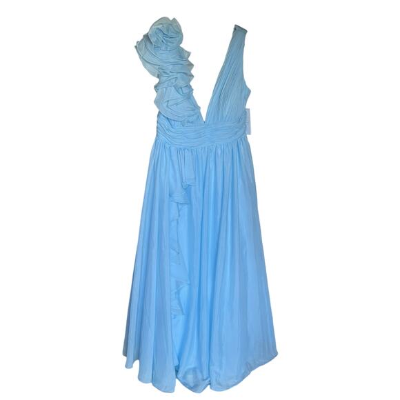 Mac Duggal Women's Size 16 Ruffled Ball Gown Powder Blue Formal Dress 48856 NWT - Picture 4 of 14